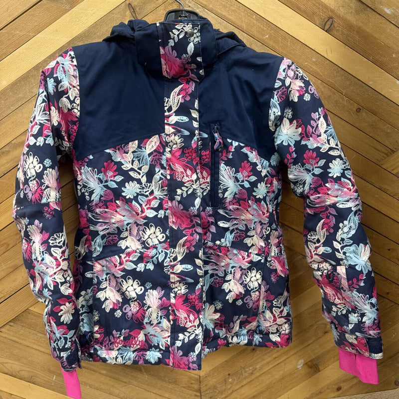 Firefly Aquamax Elite Waterproof Jacket: Navy Blue with Floral Pattern-girls-SM