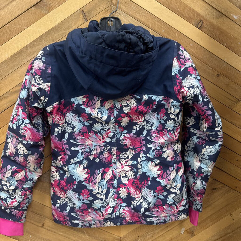 Firefly Aquamax Elite Waterproof Jacket: Navy Blue with Floral Pattern-girls-SM