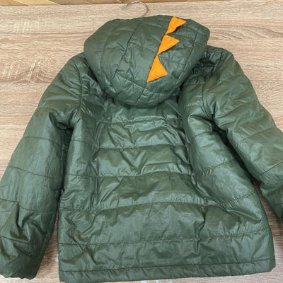 Ripzone - Kids Dinosaur Hooded Full-Zip Puffer Jacket: Green/Orange-children-5T