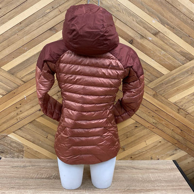 Outdoor Research - Women's Helium Down Hoodie Jacket - MSRP $400: Light Brown/Brick Red-women-SM