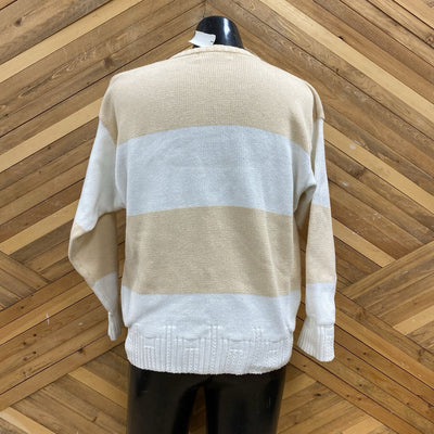 Thomas & Kent - Men's Color Block Knit: Tan/Cream/White-men-LG