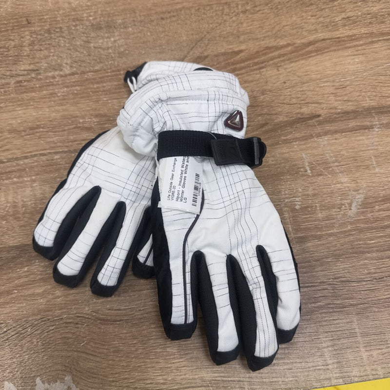 Insulated Waterproof Winter Gloves: White and Black-unisex-LG