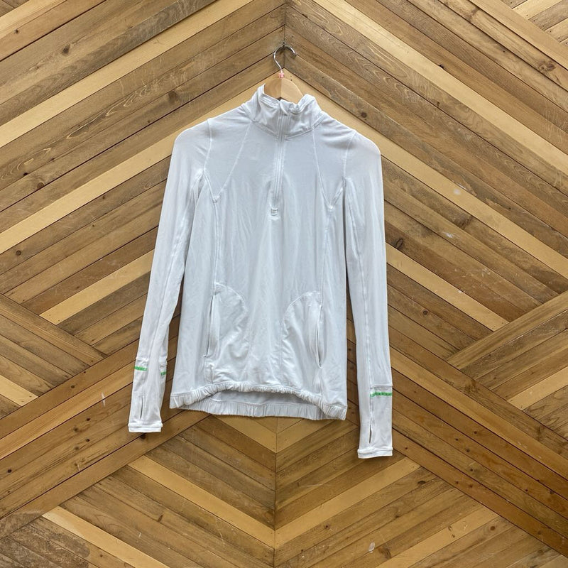 Lululemon- 1/4 White Zip-Up Athletic L/S: white-women-SM