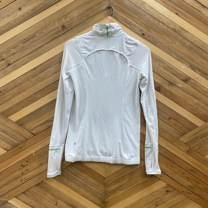 Lululemon- 1/4 White Zip-Up Athletic L/S: white-women-SM