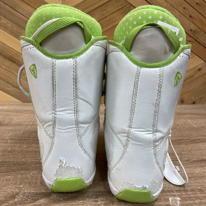 Firefly - Kids Snowboard Boots: White/Green-children-5Y