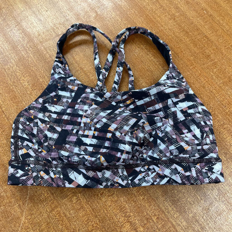 Lululemon - Printed Sports Bra: Black/Pink/Grey/Orange-women-XXS