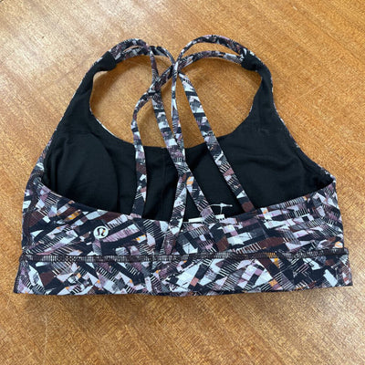 Lululemon - Printed Sports Bra: Black/Pink/Grey/Orange-women-XXS