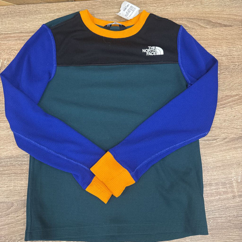 The North Face- Waffle knit base top- MSRP $40: Green Black Orange -children-7/8Y