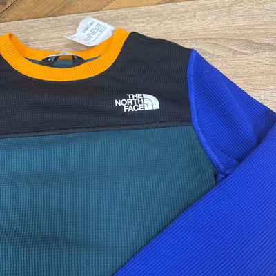 The North Face- Waffle knit base top- MSRP $40: Green Black Orange -children-7/8Y