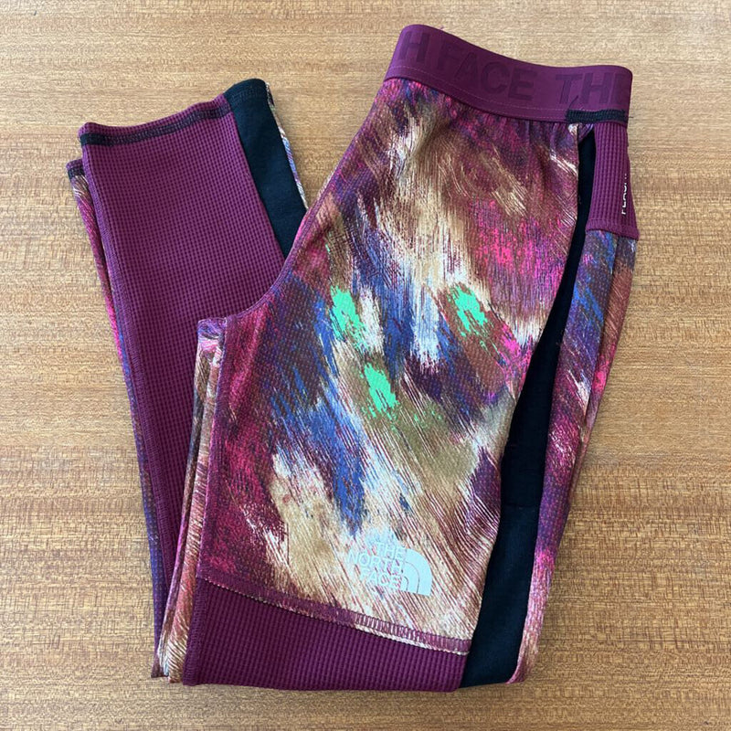 The North Face - Youth Flash Dry Waffle Base Pants - MSRP $60: Burgundy/yellow pattern -children-10Y