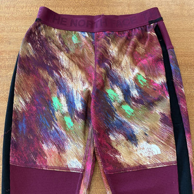 The North Face - Youth Flash Dry Waffle Base Pants - MSRP $60: Burgundy/yellow pattern -children-10Y