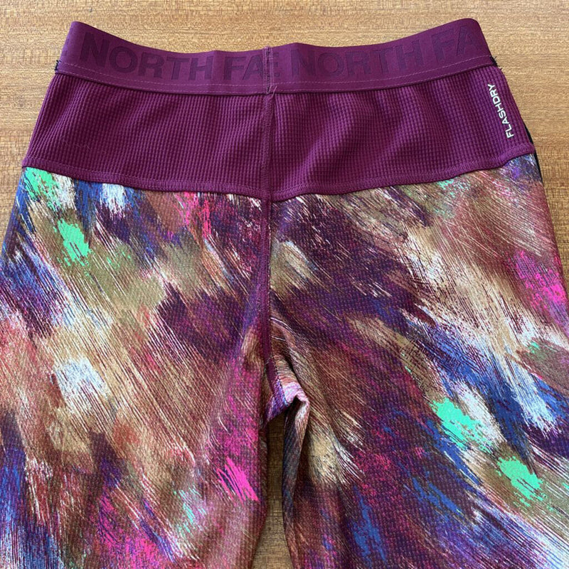 The North Face - Youth Flash Dry Waffle Base Pants - MSRP $60: Burgundy/yellow pattern -children-10Y