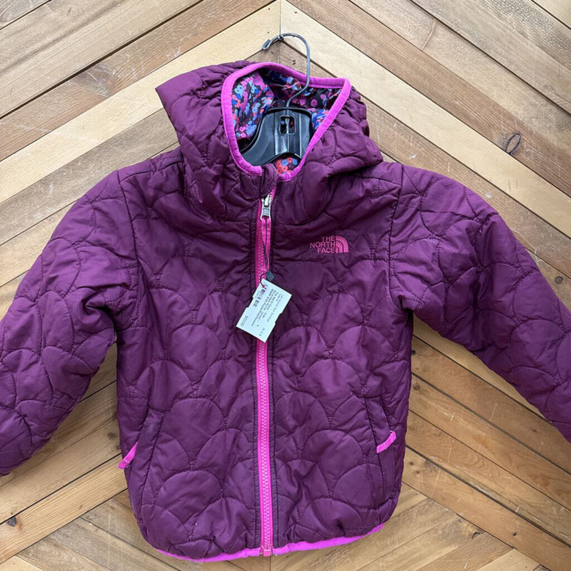 The North Face - Kids Reversible Puffer Jacket - MSRP $130: Purple/Pink/Flowers-children-4T