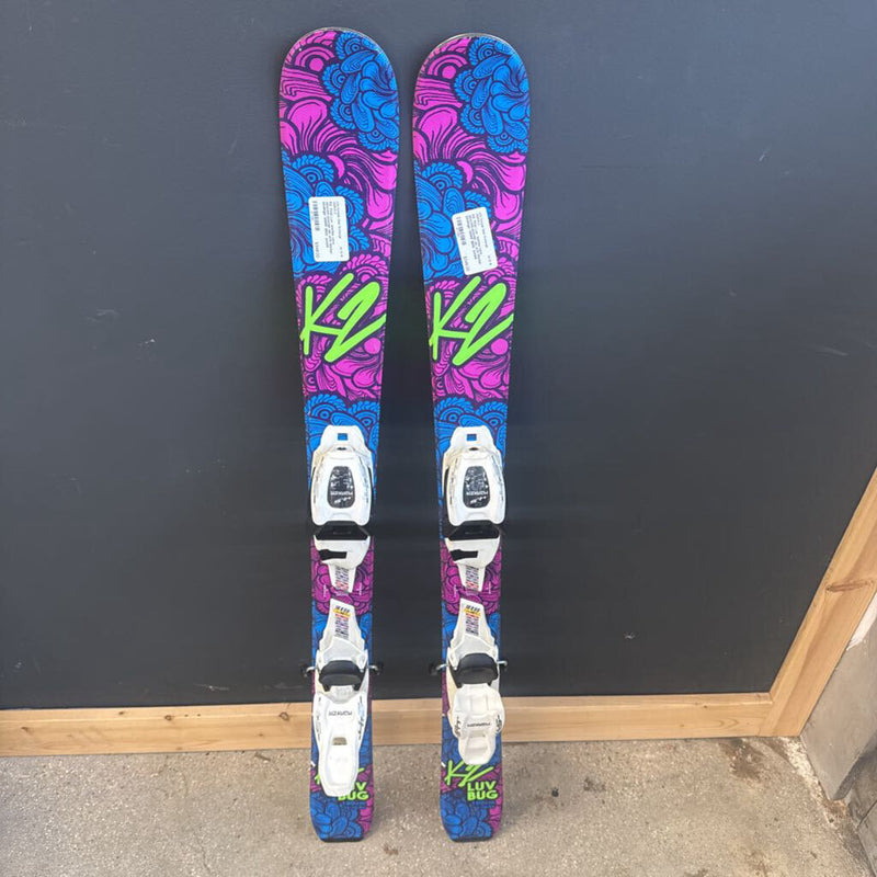 K2- First Luv Bug Ski with Marker bindings- MSRP $320: purple blue --100cm