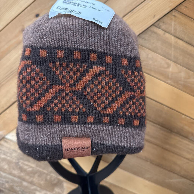 Manitobah Patterned Beanie Hat: Brown-unisex-