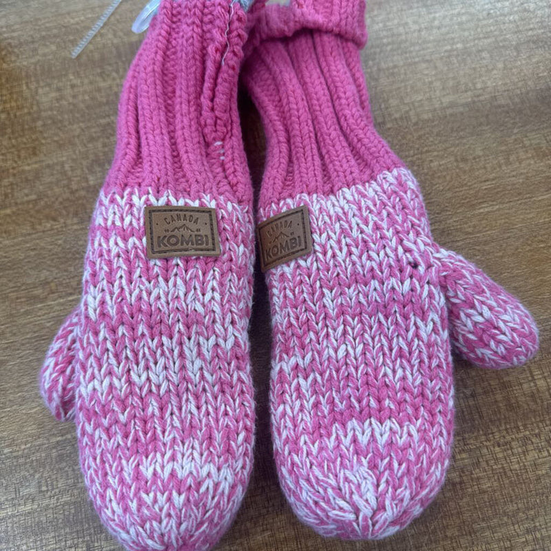 Kombi Pink Knit Mittens: Pink-women-