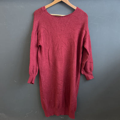 Women's Knit Sweater Dress: Maroon-women-LG