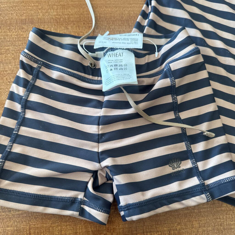 Striped Swim Set for Children: Beige and Navy-children-4y