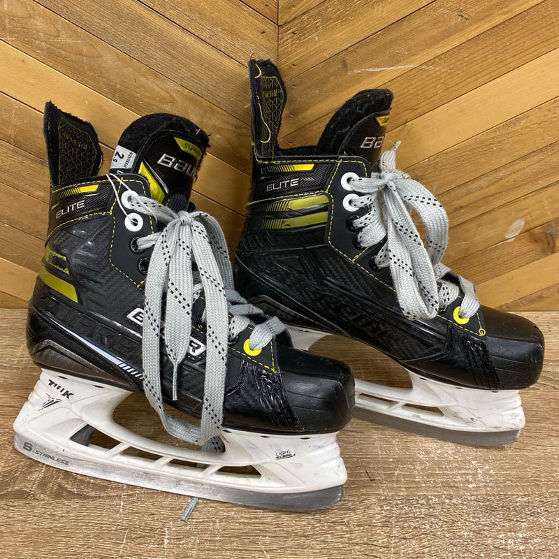 Bauer - Supreme Elite Junior Hockey Skates - MSRP $200: Black/Gold-children-2.5D