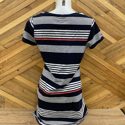 Luhta- Women's Short Sleeve Striped Dress : Navy/White-women-MD