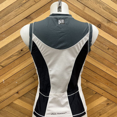 De Soto - Women's Skin Cooler Half- Zip Cycling Top - MSRP $185: Grey/White/Black-women-MD