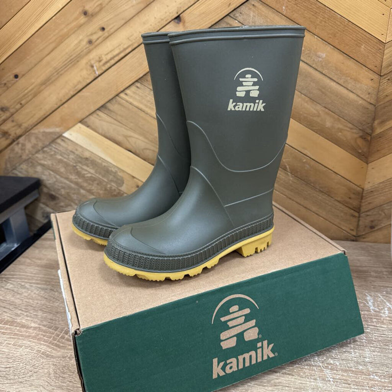 Kamik - Kids Stomp Rain Boots - MSRP $45: Grey/Light Brown-children-12T