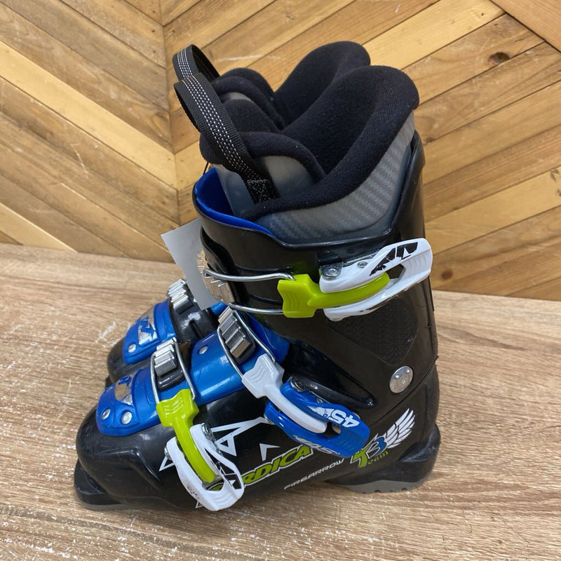 Nordica - Kids Team 3 Firearrow Downhill Ski Boots - MSRP $190: Black/Green/Blue/White-children-20-21.5