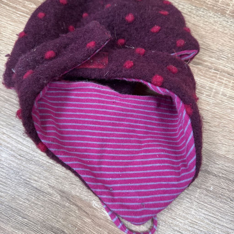 Alana - wool Balaclava & Toque set : Burgundy with Polka Dots-unisex-