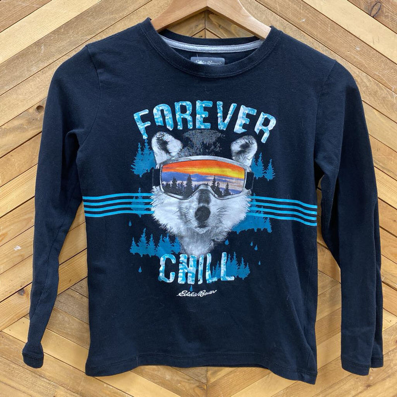 Eddie Bauer - youth long sleeve top (forever chill) : Black -children-10/12