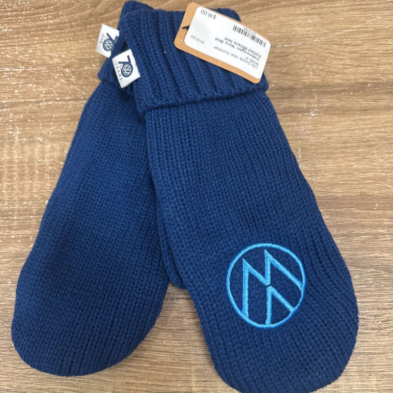 Navy Blue Knitted Mittens: blue-unisex-