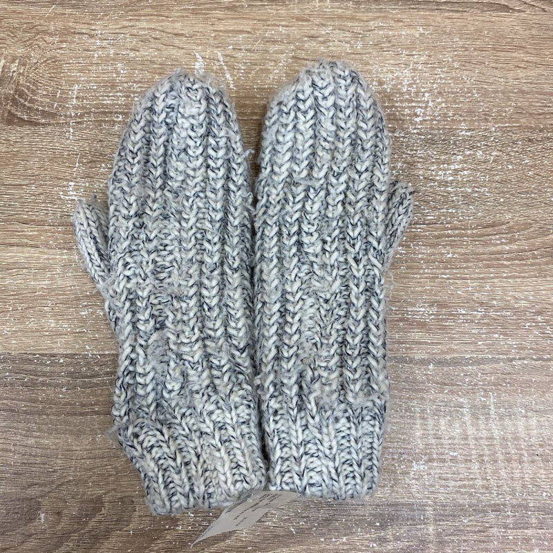 Cozy Knit Mittens: Gray and White-women-