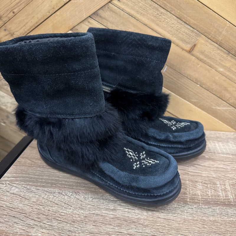 Manitobah Mukluks - Waterproof Faux Fur Youth Snowy Owlet- MSRP $160: Black-women-2