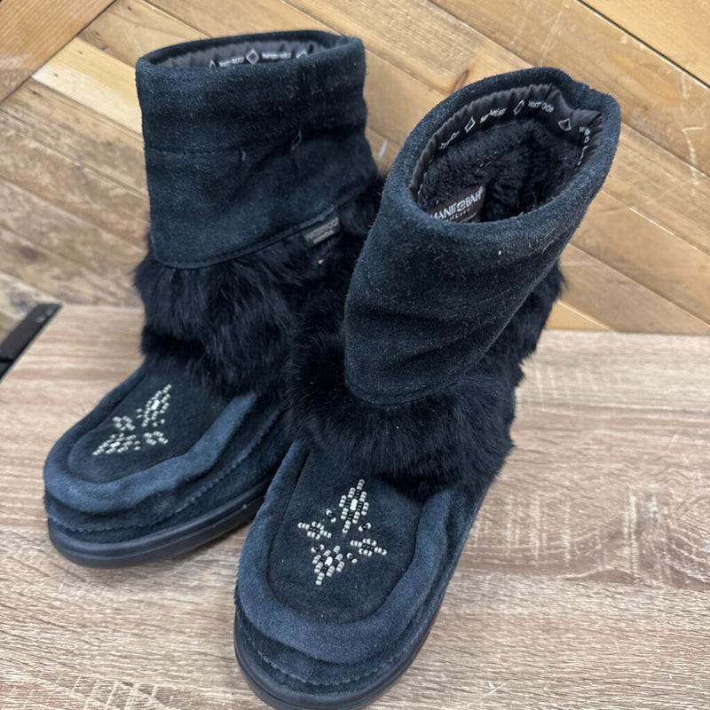 Manitobah Mukluks - Waterproof Faux Fur Youth Snowy Owlet- MSRP $160: Black-women-2