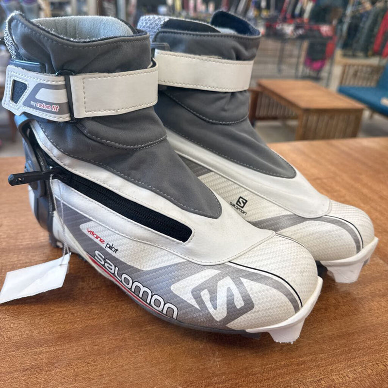 Salomon Vitane SNS Pilot Cross Country Skate Ski Boots - MSRP $440: White grey -unisex-39