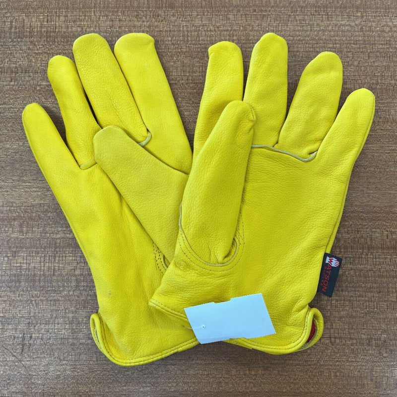 Watson Gloves - Fleece-Lined Light Leather Gloves - MSRP $45: Yellow-unisex-XL