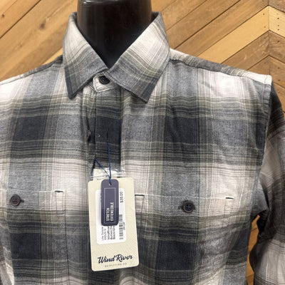 WindRiver - Men's Plaid Button-Down Shirt : Black/Grey/Green/White-men-MD