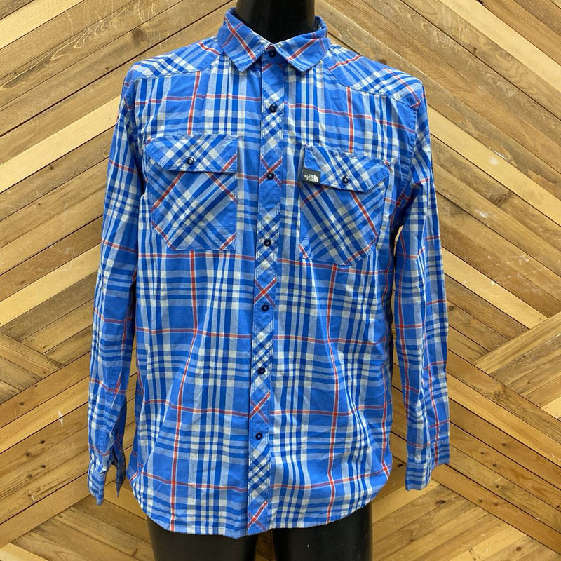 The North Face- Light Weight Button down Shirt- MSRP $119 : Blue/Orange -men-MD