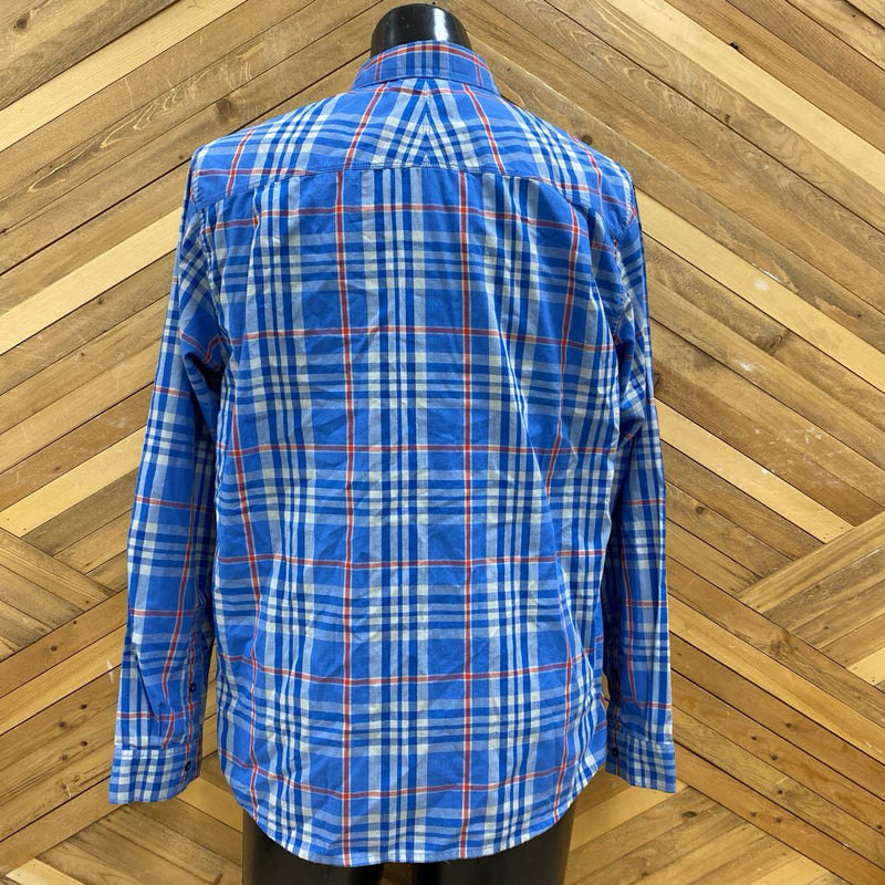 The North Face- Light Weight Button down Shirt- MSRP $119 : Blue/Orange -men-MD