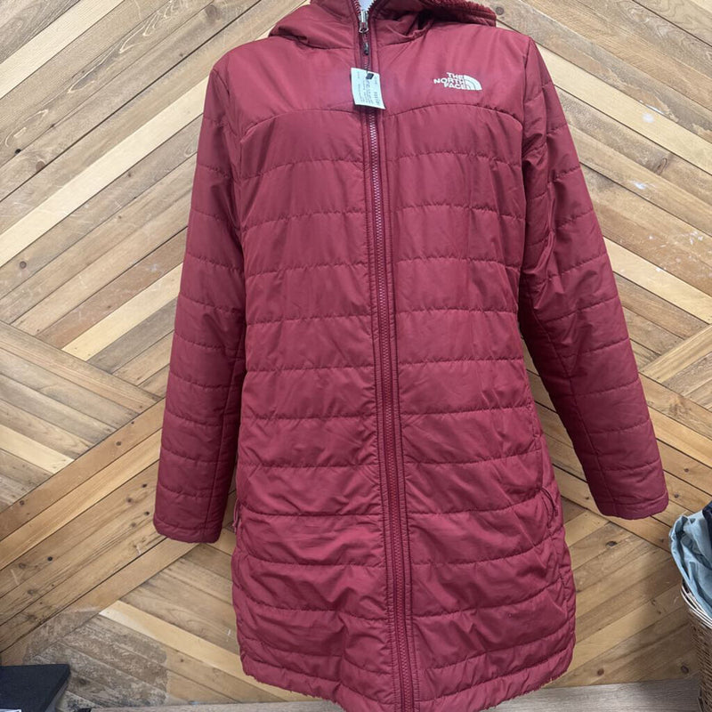 The North Face - Women’s Insulated Mossbud Long Jacket - MSRP $270 : red-women-LG
