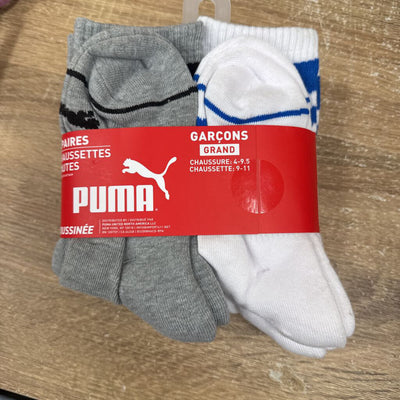 Puma Boys' Crew Socks 6-Pack: Gray, White, Blue-boys-large