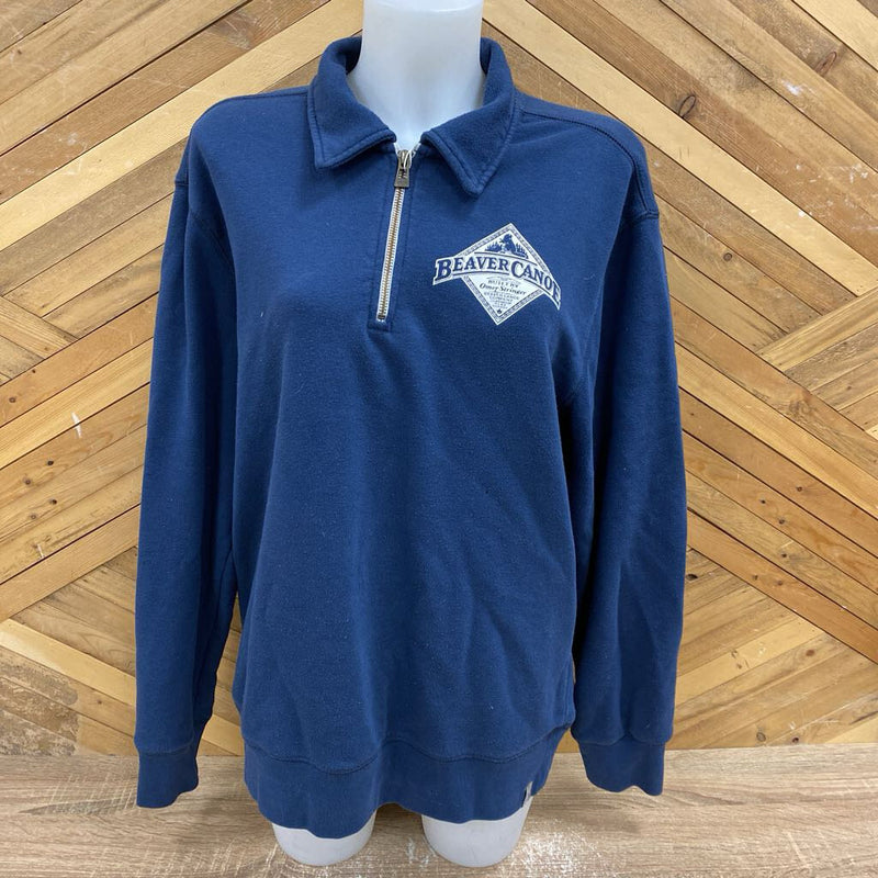 Beaver Canoe - 1/4 Zip-Up Sweater- MSRP $70 : navy blue-men-LG