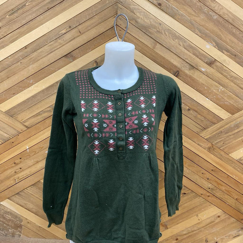 Active Wear Green Knit Sweater: green-women-SM