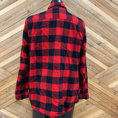 Tilley Red and Black Checkered Flannel Shirt: red, black-men-XL