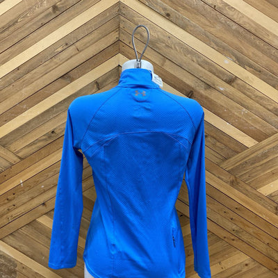 Under Armour- Women's HeatGear Half Zip Long Sleeve Shirt: blue-women-SM