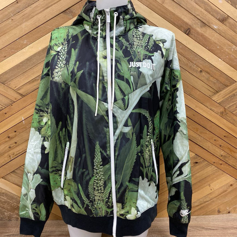 Nike Just Do It Green Floral Windbreaker Jacket: green-men-MD