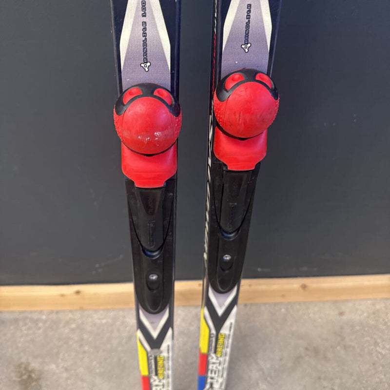 Salomon Waxless Cross country Skis Team Racing Grip with SNS Profil Bindings compare at $200: white yellow black --131cm