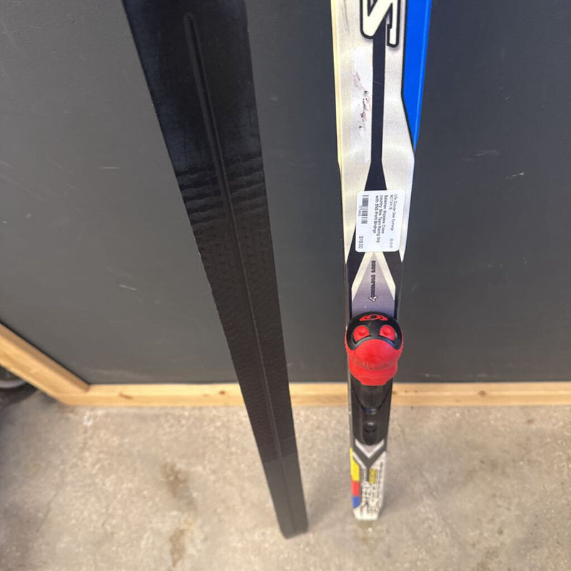 Salomon Waxless Cross country Skis Team Racing Grip with SNS Profil Bindings compare at $200: white yellow black --131cm