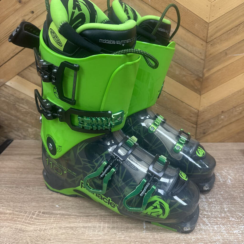 K2 - Pinnacle 110 Ski Boots - MSRP $1000: Green/Black/Clear-unisex-27/27.5