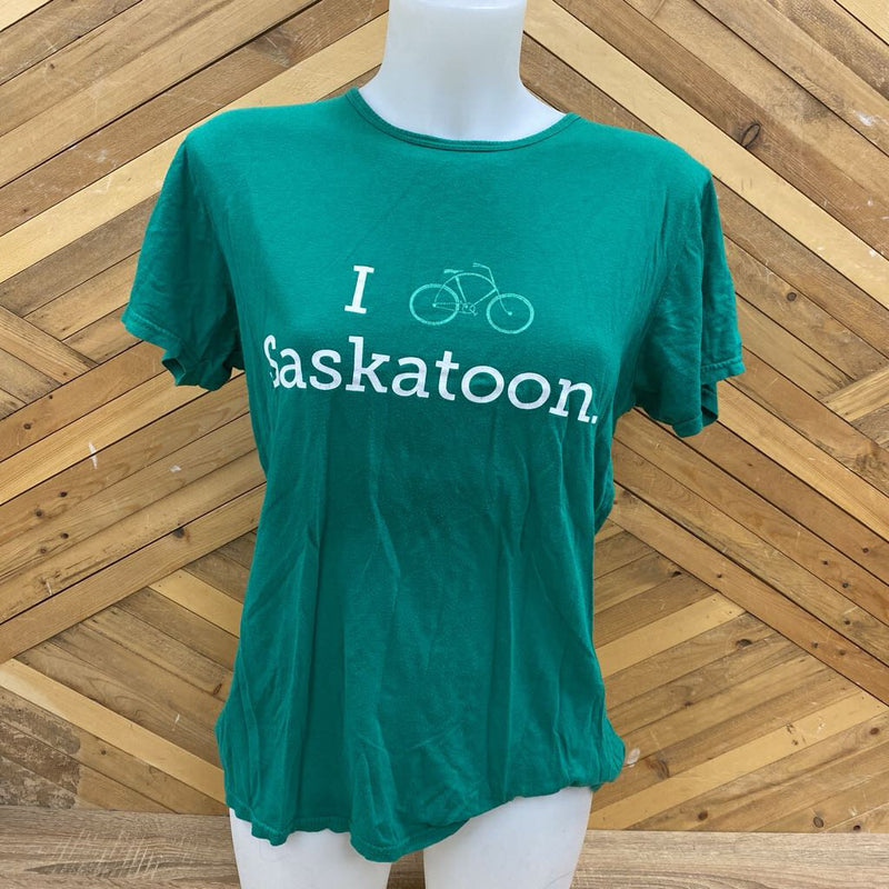 Saskatoon Cycles- Saskatoon Shirt : Green-women-LG