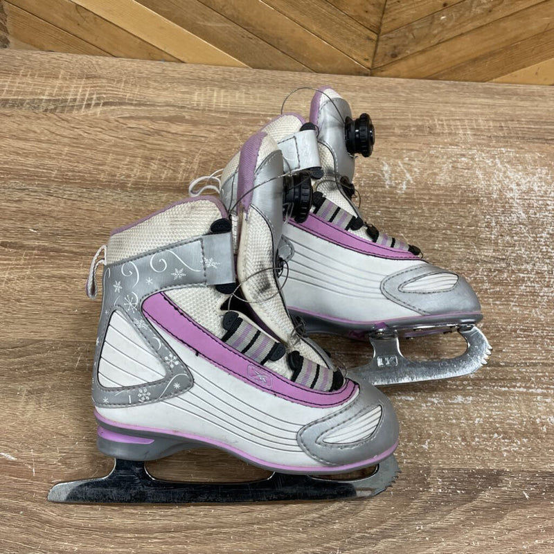Girls Reebok Figure Skates, BOA Lacing System, Size 13J, Grey and Pink, MSRP comparable $60: White/Grey/Purple-children-12